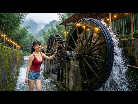 Talented Woman Manufacturing Giant Water Wheel That Lifts Water 80 Meters and Generates Electricity