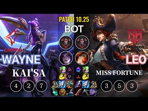 GRF Wayne Kai'Sa vs SB Leo Miss Fortune Bot - KR Patch 10.25