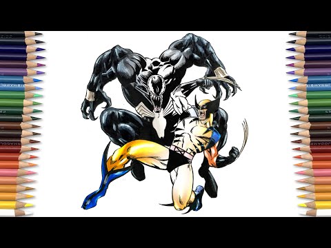 VENOM Vs The WOLVERINE Coloring Pages - Marvel Fighting [NCS] Freefalling - Luna - Top Floor