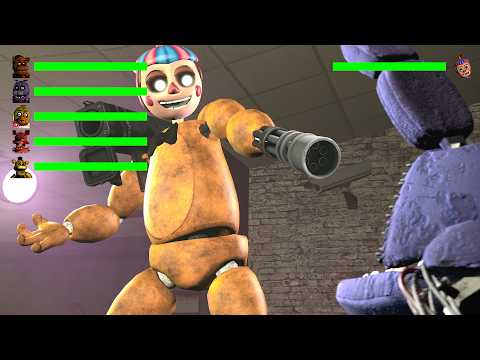 Overpowered BB vs FNAF Animatronics with Healthbars