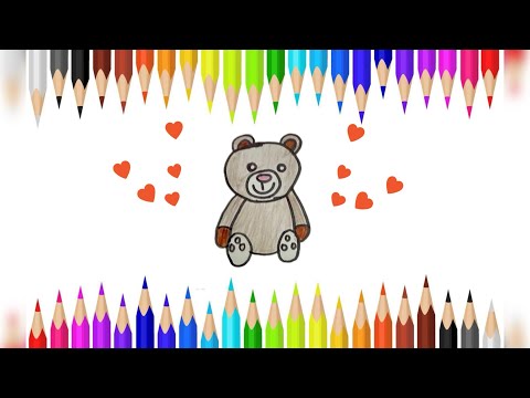 How to Draw a Cute Teddy Bear 🐻🤩with Colorful Pencils😍| Step- by -Step | @Ateefa_arts_and_crafts.