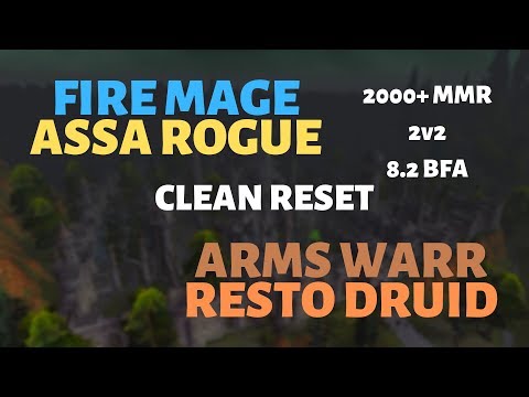 (Clean Reset) Fire Mage/Assa Rogue vs Arms Warr/Resto Druid | Ruins of Lordaeron | 2k+ mmr | 8.2 BFA