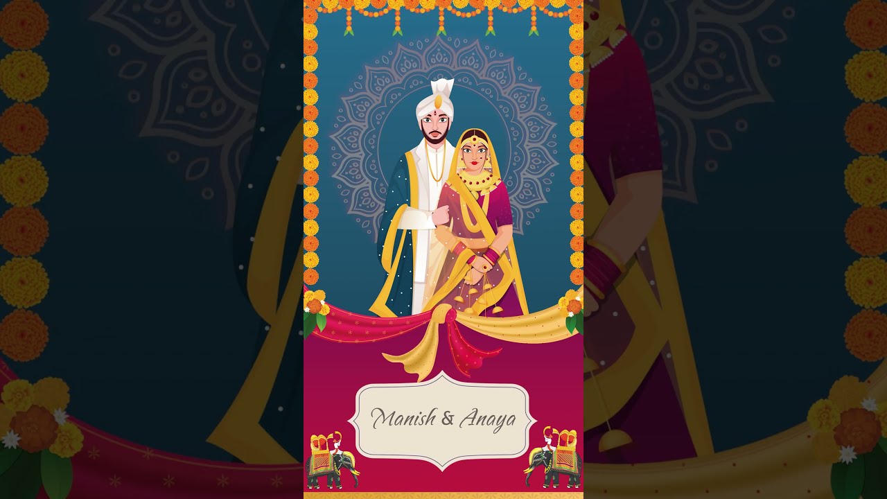 Laal Ishq Animated Save The Date Wedding Invitation Video Template | Premiere Pro