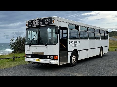 Taking a break in the Volvo B10M at Racecourse Campground, Crescent Head NSW Australia.