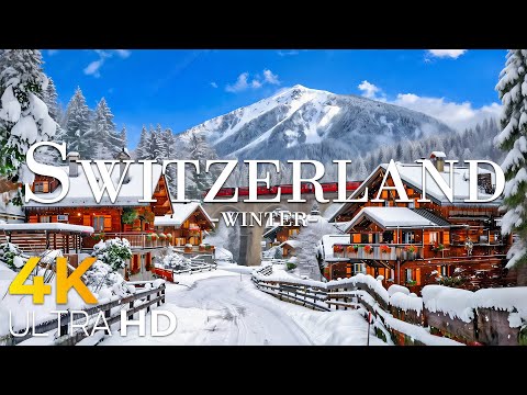 Switzerland Winter 4K ❄️ Snowy Alps, Frozen Lakes & Scenic Swiss Mountain Beauty