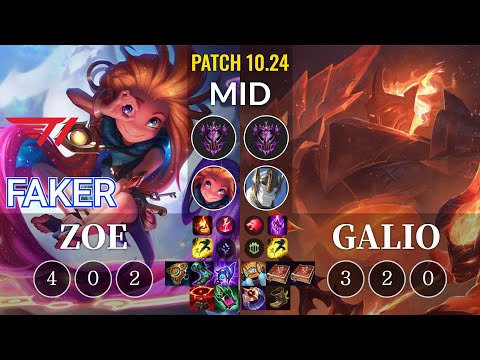 T1 Faker Zoe vs Galio Mid - KR Patch 10.24