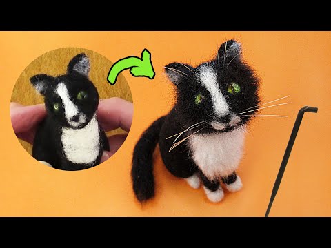 Transform your Needle Felted Cat by Attaching Fur