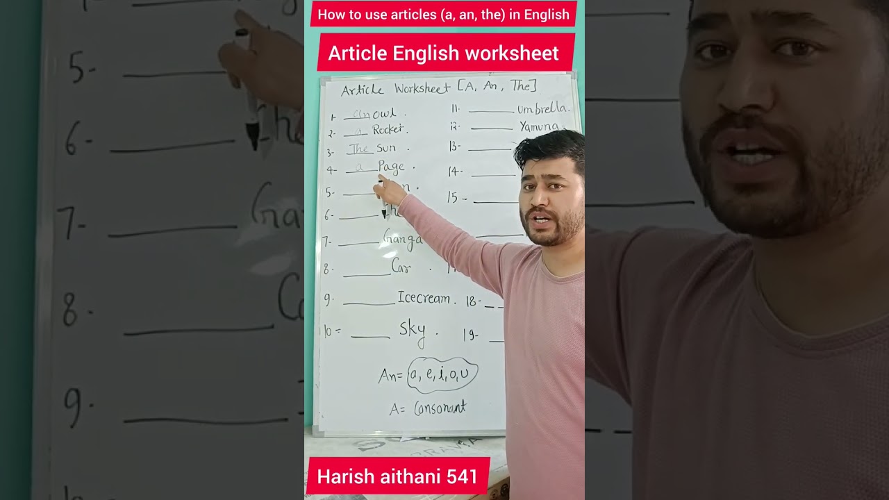 How to use articles (a, an, the) in English✅articles worksheet #englishgrammar #englishworksheet1