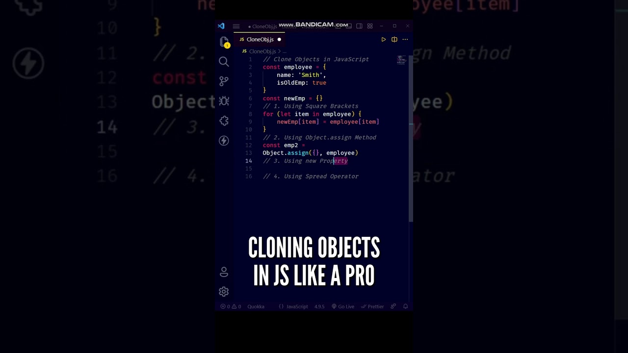 😎😎 This is how a PRO Clone Objects in JavaScript! #shorts #javascript #programming #coding