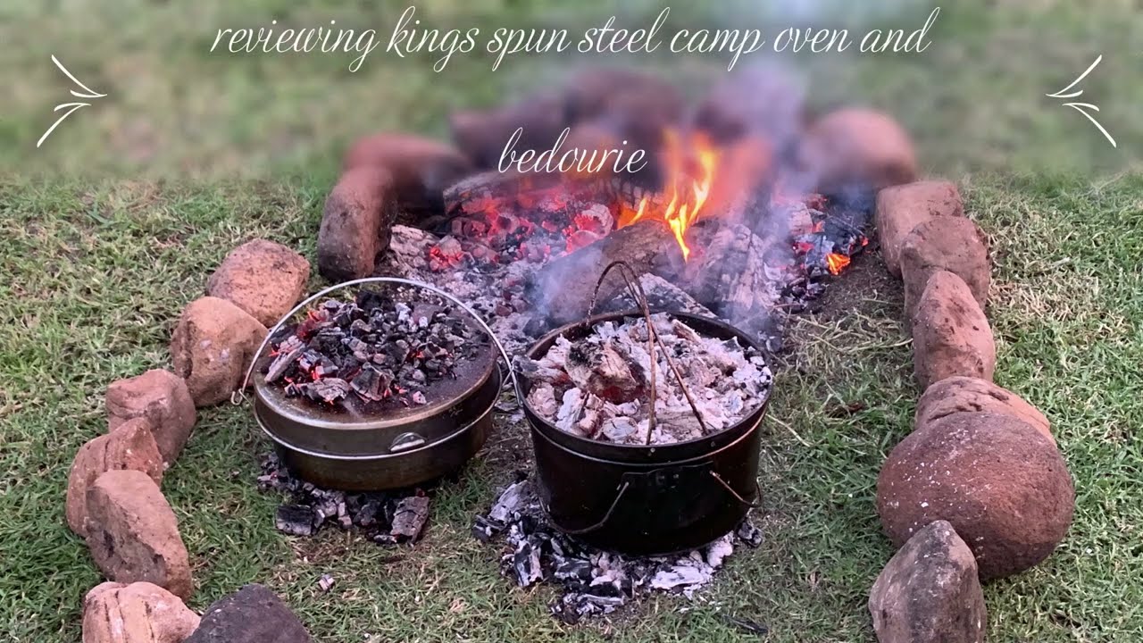 Watch video reviewing kings spun steel camp oven and bedourie Now reviewing kings spun steel camp oven and bedourie