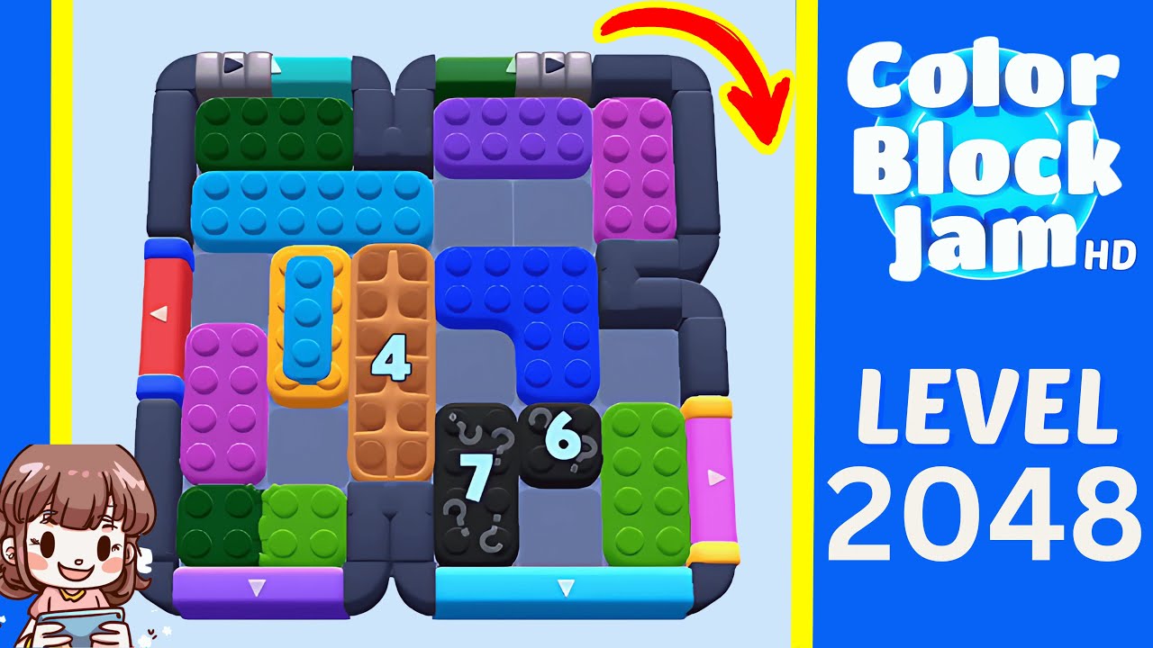 Руководство по уровню 2048 - Решение Color Block Jam