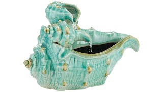 Seashells Teal Ceramic Tabletop Fountain