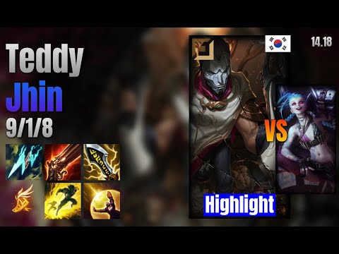 Teddy Adc Jhin vs Jinx lol KR solo rank Highlight 14.18