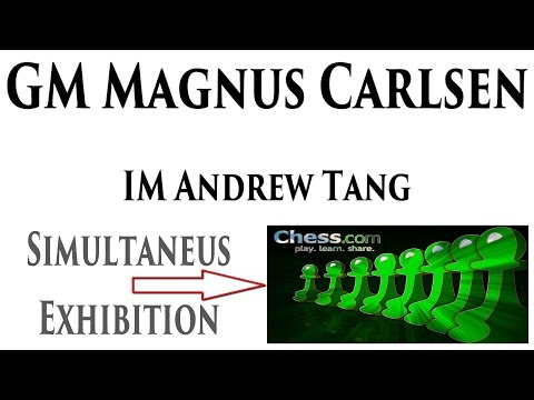 ♚ GM Magnus Carlsen vs IM Andrew Tang (penguingm1) Simultaneous Exhibition  ♚ Chess.com