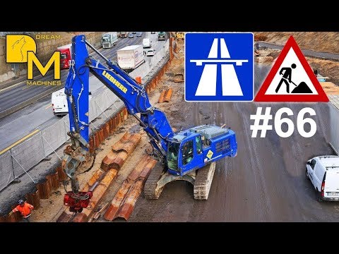 LIEBHERR + CATERPILLAR BAGGER IN ACTION 🚧 MEGA AUTOBAHN BAUSTELLE DOKU #66 freeway construction