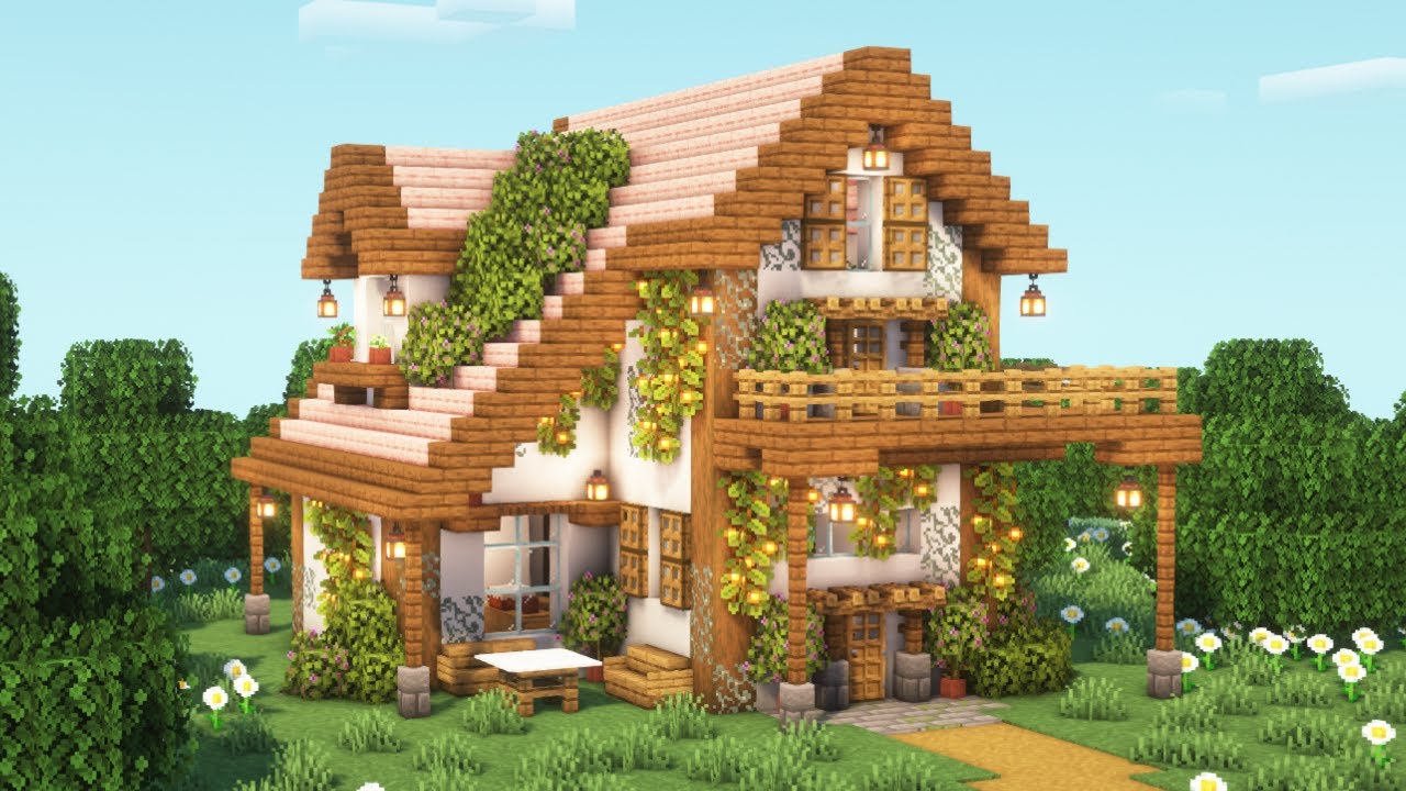 [Minecraft] How to Build a Cottagecore Cherry Blossom House / Tutorial ...