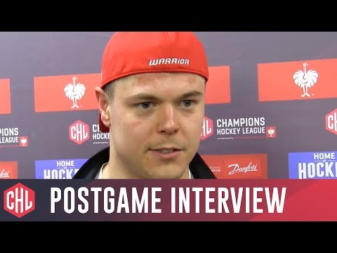 Aaron Chmielewski of Oceláři Třinec after a SO loss to JYP Jyväskylä