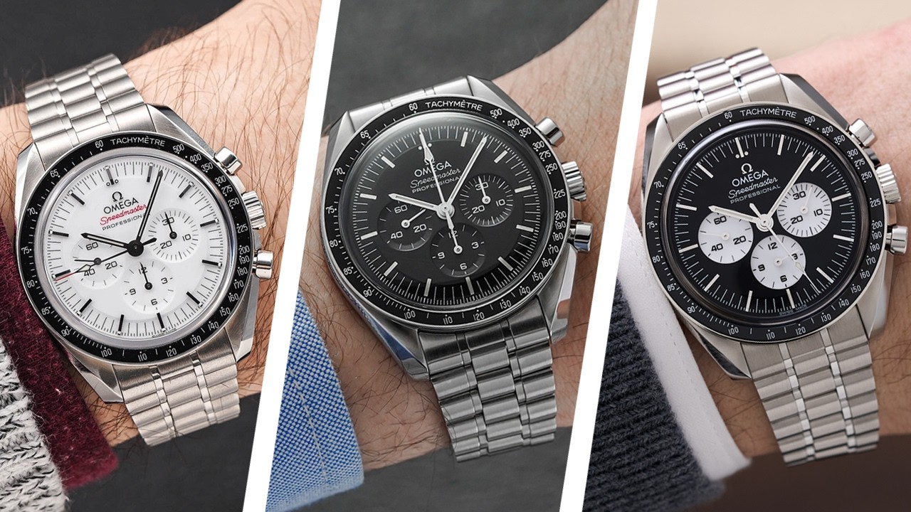 Omega Speedmaster Professional Moonwatch 42mm black dial hesalite vs sapphire display back comparison