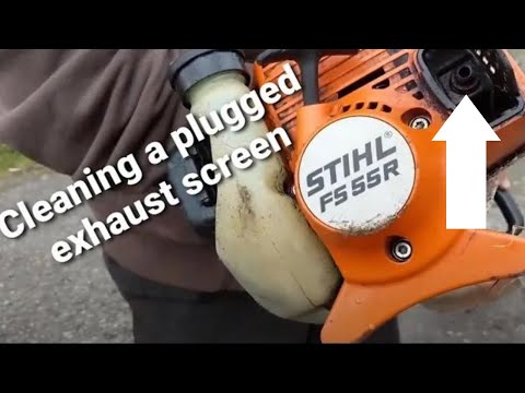 How to clean a plugged exhaust screen - spark arrestor on a Stihl Weedeater (if it's bogging) #stihl