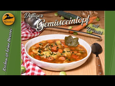 Schneller Deftiger Gemüseeintopf mit Würstel