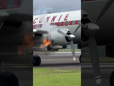 Engine Spits Fire: Lockheed Super Constellation Connie Startup