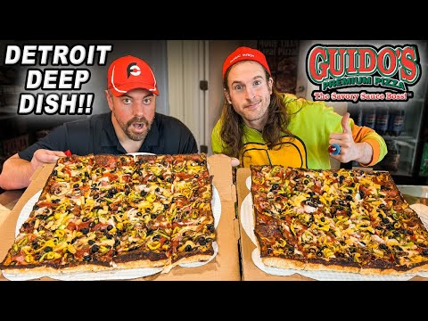 Guido's 7lb "Big G" Super Deluxe Detroit-Style Deep Dish Pizza Challenge!!