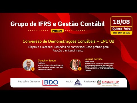 Palestra "Conversão de Demonstrações Contábeis – CPC 02"