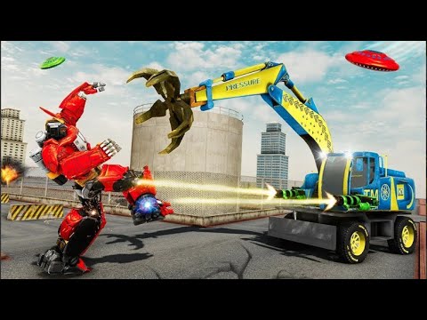 Excavator Robot Transform - Excavator Robot Car Game – Elephant Robot Games 3D Android Gameplay.
