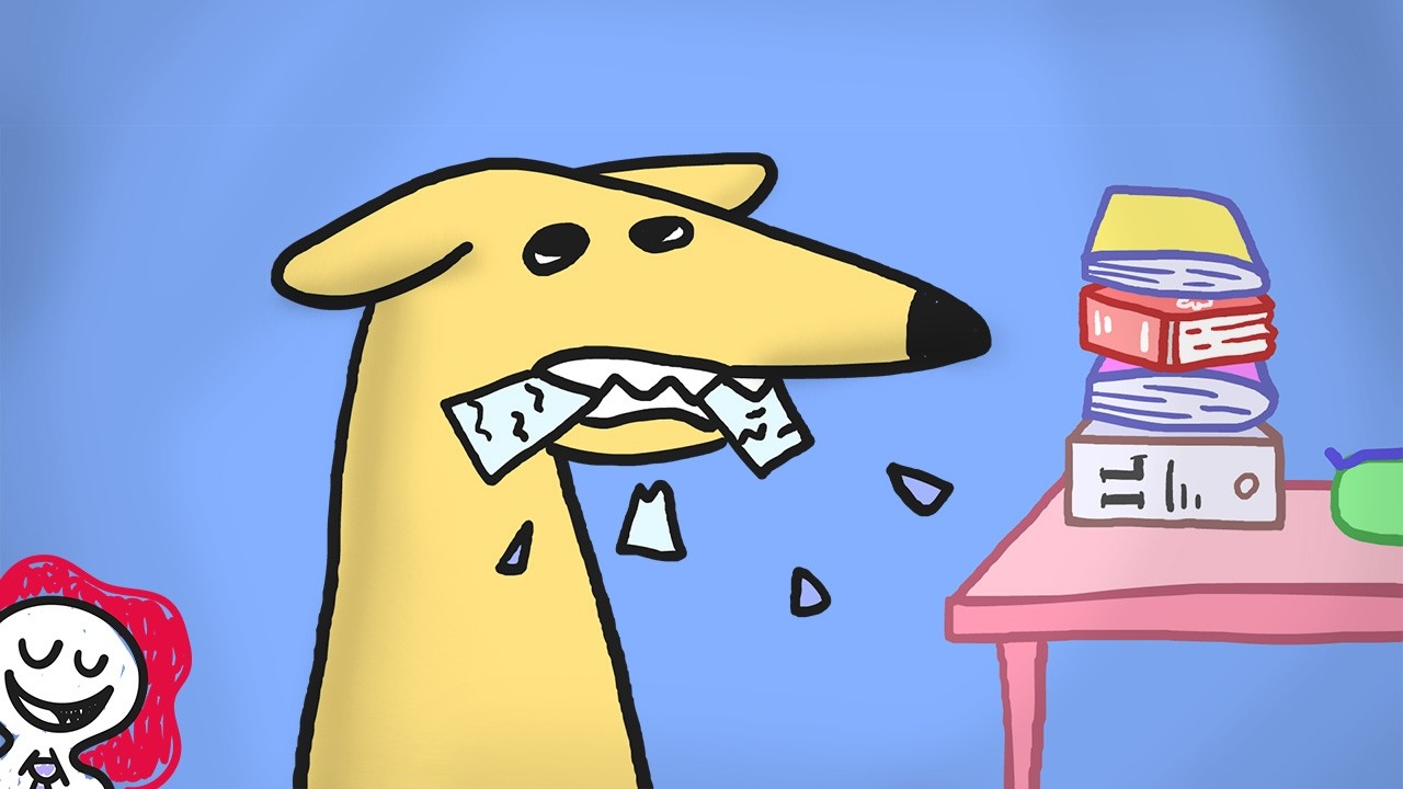 Il cane mangia compiti
