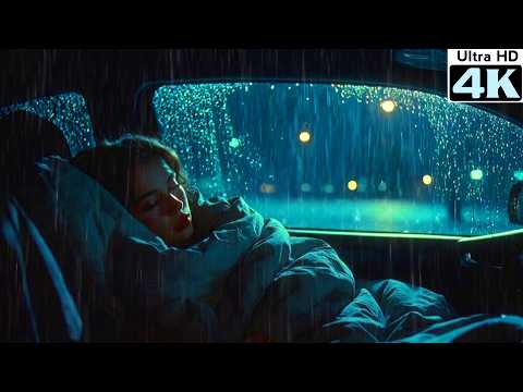 Camping Car Window with Rain Sounds for a restful Deep Sleep - Night Thunderstorm