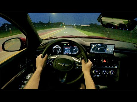 2022 Genesis G70 3.3T Sport AWD - POV Night Drive (Binaural Audio)