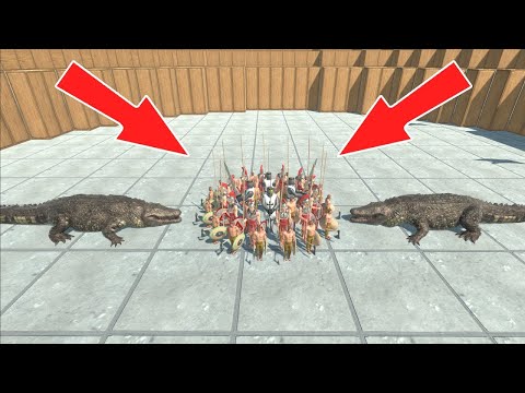 Feeding Ancient Army to two Purussaurus on Arena in Animal Revolt Battle Simulator