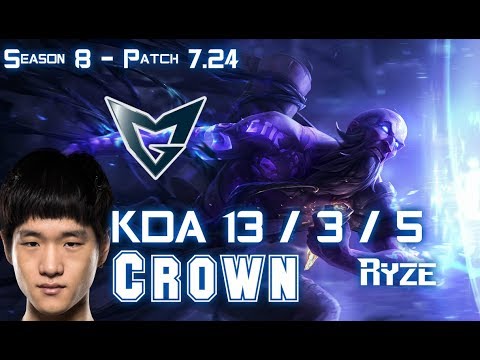 SSG Crown RYZE vs AZIR Mid - Patch 7.24 KR Ranked