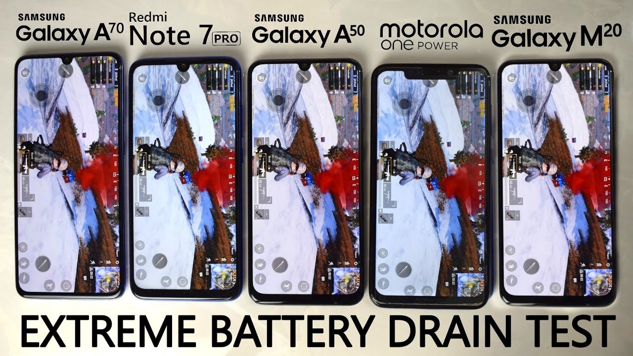 EXTREME BATTERY DRAIN TEST - Galaxy A70 vs Note 7 Pro vs Galaxy A50 vs Moto One Power vs Galaxy M20