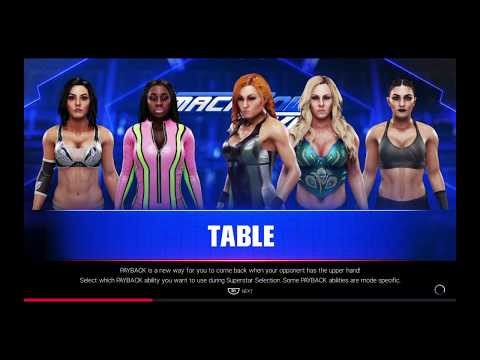 WWE 2K19 Becky Lynch VS Charlotte,Sonya Deville,Peyton Royce,Naomi 5-Diva Elimination Tables Match
