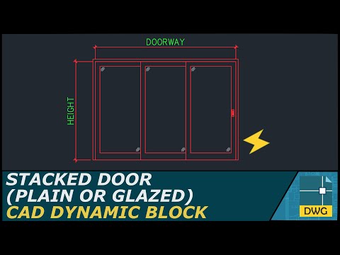 Stacked Door (Plain or Glazed): AutoCAD Dynamic Block (Elevation View)