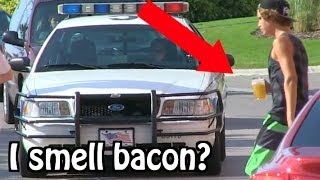 Kids Drinking Beer PRANK ON COPS... "I THINK I SMELL BACON"