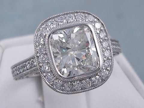 3.29 ctw Cushion Cut Diamond Engagement Ring - BigDiamondsUSA