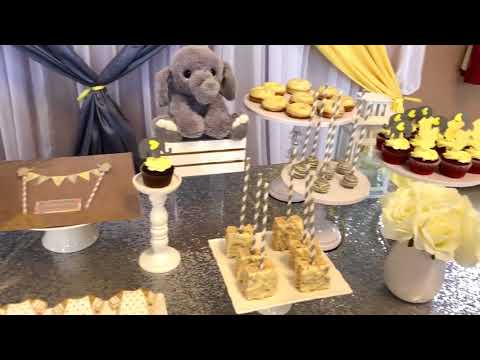 Elephant Theme Neutral Yellow/Grey Themed Baby Shower...