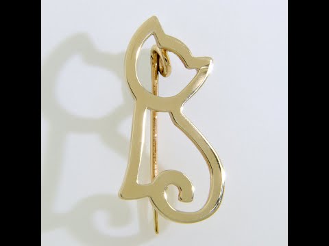 Brosa Aur Galben 14k Pisica - Eleganta Jucausa