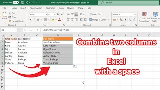 How to combine two columns in excel and add a space