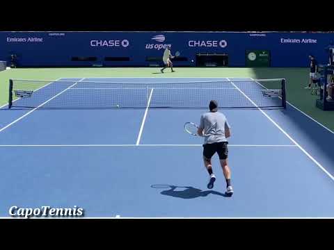 Jack Sock nice backhand smash vs Kyrgios - Us open Practice