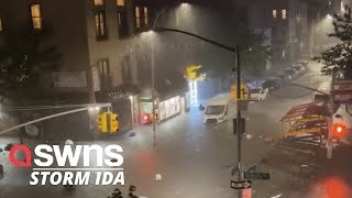 Shocking video shows cars submerged in water as deadly storm Ida descends on New York | SWNS