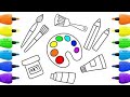 How to Draw Set Tools for Painter Coloring Pages Kit for Creativity Paints Brushes and Pencils#draw