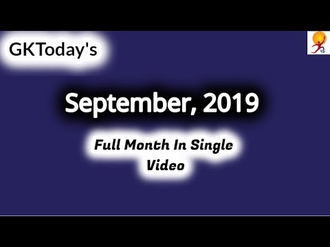 September 2019 | Full Month Current Affairs | Current Affairs in English