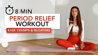 8 MIN PERIOD RELIEF WORKOUT | Instant Relief from Cramps, Bloating & PMS | Eylem Abaci