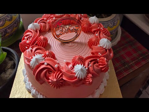 Birthday Cake Design | Simple Red Floral Cake Design | Prachiti's kitchen