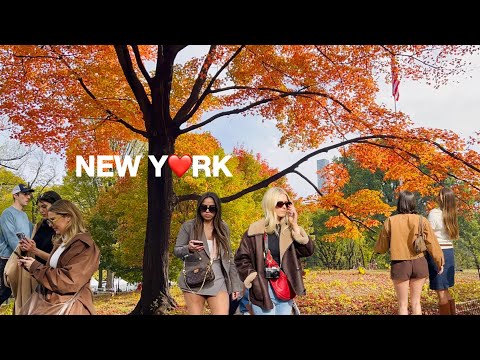 [4K]🇺🇸NYC Autumn Walk🗽Beautiful Fall Foliage in Central Park🍂🍁Lively Saturday Vibes in NYC, Oct 2025