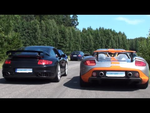 Porsche Carrera GT TROLLS 911 GT2 and Ferrari 599 GTB F1! Zuffenhausen V10 POWER :D