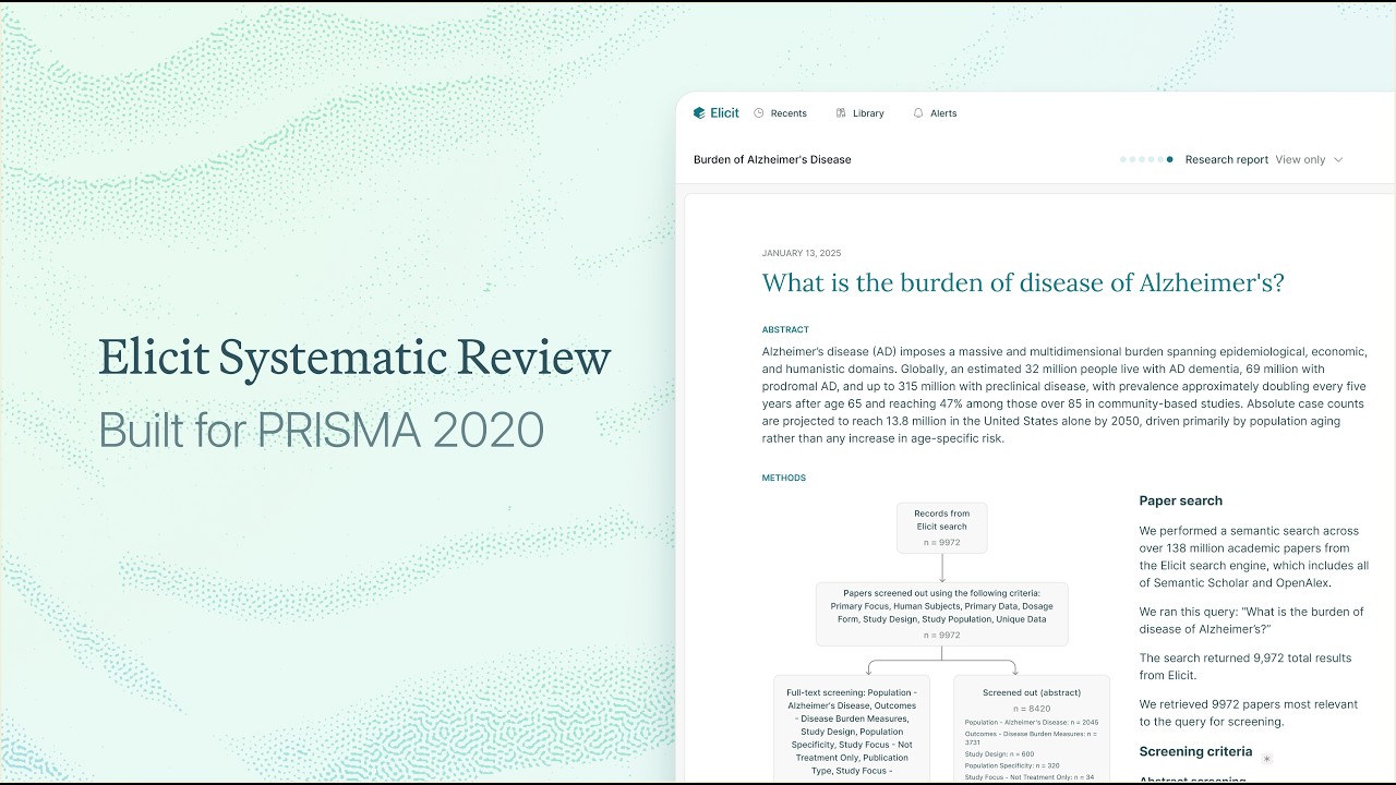 Introducing the PRISMA-grade Elicit Systematic Review video thumbnail